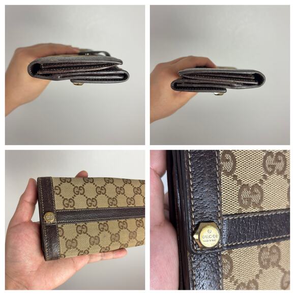 B82 Gucci GG Canvas Bifold Long Wallet Monogram Authentic Maximalist Logo - Picture 8 of 14
